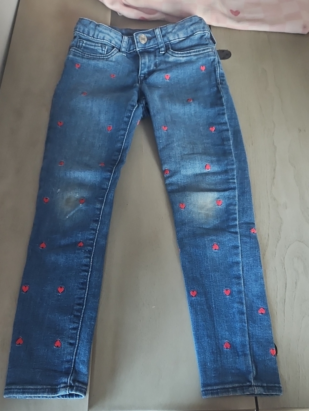 GAP Dark Blue Jeans with Red Heart Embroidery - Kids